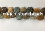 COS247 15.5 inches 18mm flat round ocean stone beads wholesale