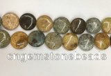 COS248 15.5 inches 20mm flat round ocean stone beads wholesale