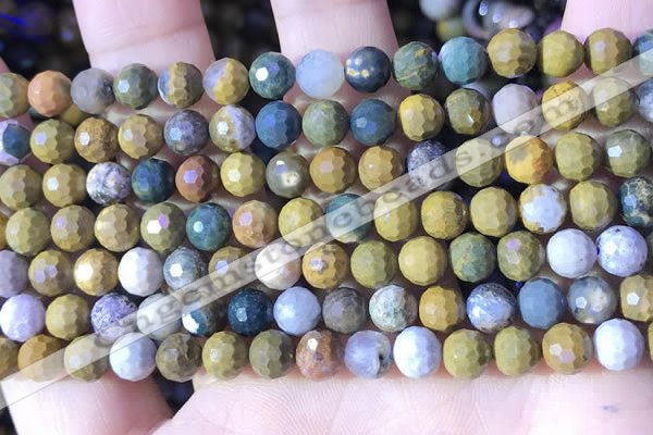 COS310 15.5 inches 6mm faceted round ocean jasper beads