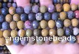 COS312 15.5 inches 9mm - 10mm faceted round ocean jasper beads