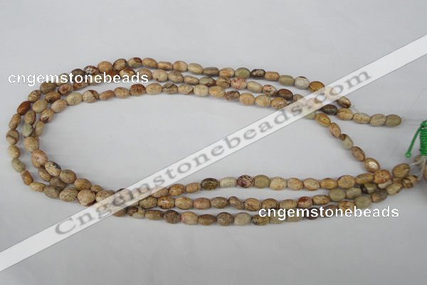 COV04 15.5 inches 6*8mm oval picture jasper beads wholesale