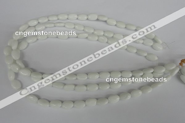 COV58 15.5 inches 8*12mm oval white porcelain beads wholesale