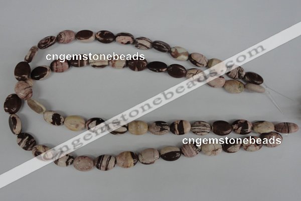 COV75 15.5 inches 10*14mm oval zebra jasper beads wholesale