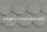 CPB105 15.5 inches 18*18mm heart white porcelain beads wholesale