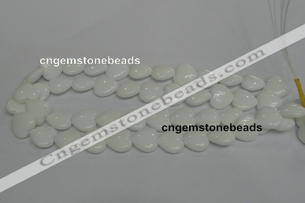 CPB105 15.5 inches 18*18mm heart white porcelain beads wholesale