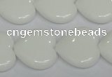 CPB106 15.5 inches 20*20mm heart white porcelain beads wholesale