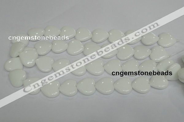 CPB106 15.5 inches 20*20mm heart white porcelain beads wholesale