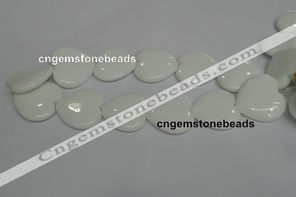 CPB109 15.5 inches 35*35mm heart white porcelain beads wholesale