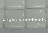 CPB116 15.5 inches 25*25mm square white porcelain beads wholesale