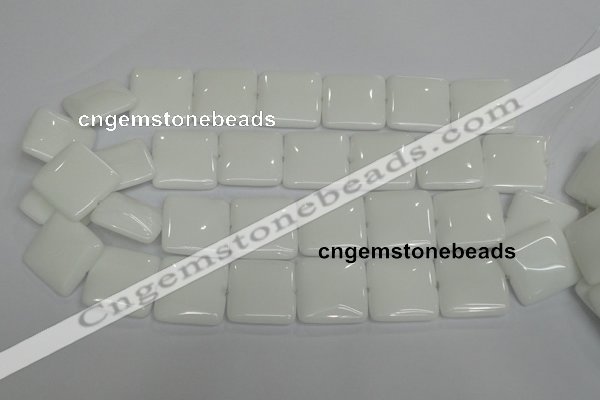 CPB116 15.5 inches 25*25mm square white porcelain beads wholesale
