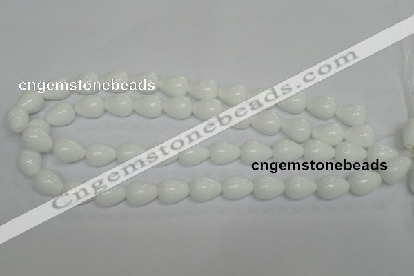 CPB22 15.5 inches 10*14mm teardrop white porcelain beads wholesale