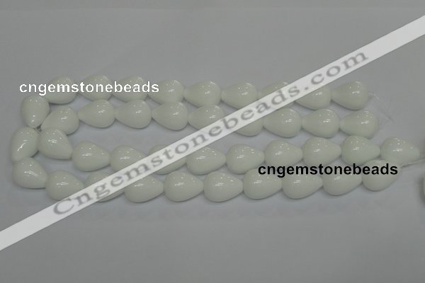 CPB25 15.5 inches 15*20mm teardrop white porcelain beads wholesale