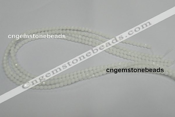 CPB31 15.5 inches 4mm faceted round white porcelain beads wholesale