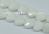 CPB310 15 inches 12*12mm faceted heart white porcelain beads