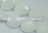 CPB312 15 inches 16*16mm faceted heart white porcelain beads