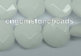 CPB313 15 inches 18*18mm faceted heart white porcelain beads