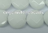 CPB314 15 inches 20*20mm faceted heart white porcelain beads