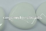 CPB316 15 inches 30*30mm faceted heart white porcelain beads