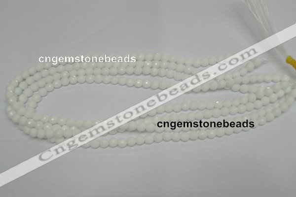 CPB32 15.5 inches 6mm faceted round white porcelain beads wholesale