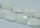 CPB328 15 inches 10*14mm faceted rectangle white porcelain beads