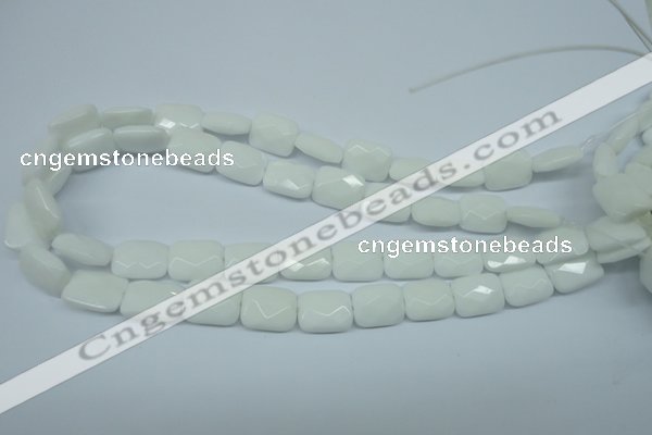 CPB328 15 inches 10*14mm faceted rectangle white porcelain beads