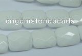 CPB329 15 inches 12*16mm faceted rectangle white porcelain beads