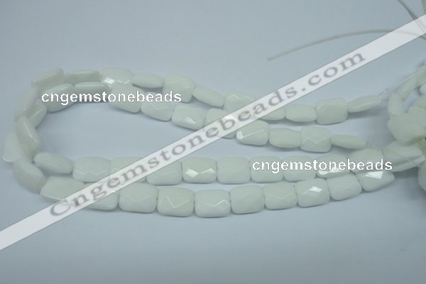 CPB329 15 inches 12*16mm faceted rectangle white porcelain beads