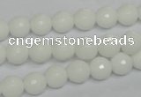 CPB33 15.5 inches 8mm faceted round white porcelain beads wholesale