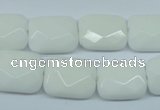 CPB330 15 inches 13*18mm faceted rectangle white porcelain beads