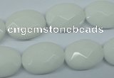 CPB338 15 inches 13*18mm faceted oval white porcelain beads