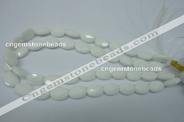 CPB338 15 inches 13*18mm faceted oval white porcelain beads