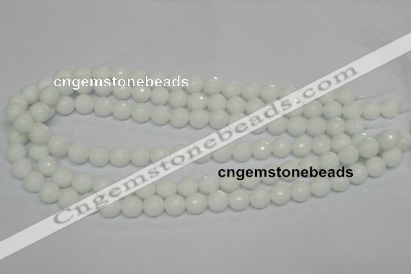 CPB34 15.5 inches 10mm faceted round white porcelain beads wholesale