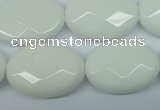 CPB340 15 inches 18*25mm faceted oval white porcelain beads