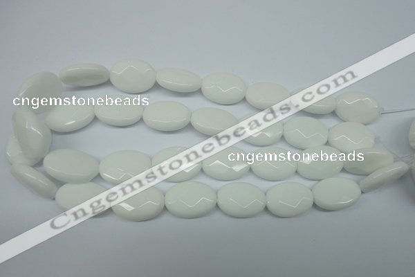 CPB340 15 inches 18*25mm faceted oval white porcelain beads