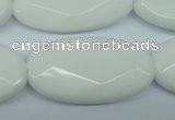 CPB341 15 inches 20*40mm faceted oval white porcelain beads