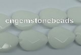 CPB346 15 inches 12*16mm faceted flat teardrop white porcelain beads