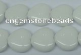 CPB351 15 inches 14*14mm heart white porcelain beads wholesale