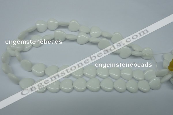 CPB351 15 inches 14*14mm heart white porcelain beads wholesale