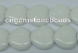 CPB352 15 inches 16*16mm heart white porcelain beads wholesale