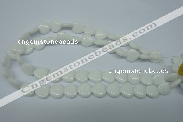 CPB352 15 inches 16*16mm heart white porcelain beads wholesale