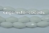 CPB357 15 inches 6*12mm faceted rice white porcelain beads wholesale