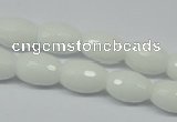 CPB358 15 inches 8*12mm faceted rice white porcelain beads wholesale