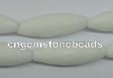 CPB359 15 inches 10*30mm faceted rice white porcelain beads wholesale