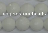 CPB37 15.5 inches 16mm faceted round white porcelain beads wholesale