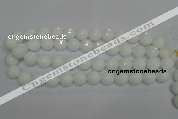 CPB37 15.5 inches 16mm faceted round white porcelain beads wholesale