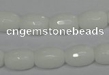 CPB41 15.5 inches 10*14mm faceted drum white porcelain beads