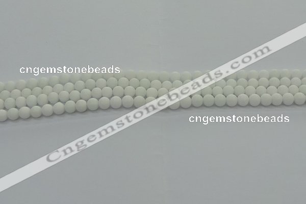 CPB410 15.5 inches 4mm round matte white porcelain beads