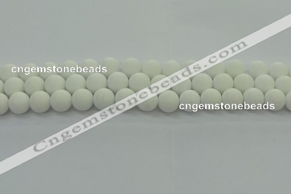 CPB414 15.5 inches 12mm round matte white porcelain beads