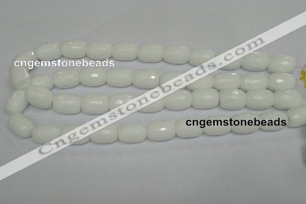 CPB43 15.5 inches 13*18mm faceted drum white porcelain beads