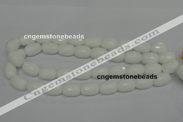 CPB44 15.5 inches 15*20mm faceted drum white porcelain beads